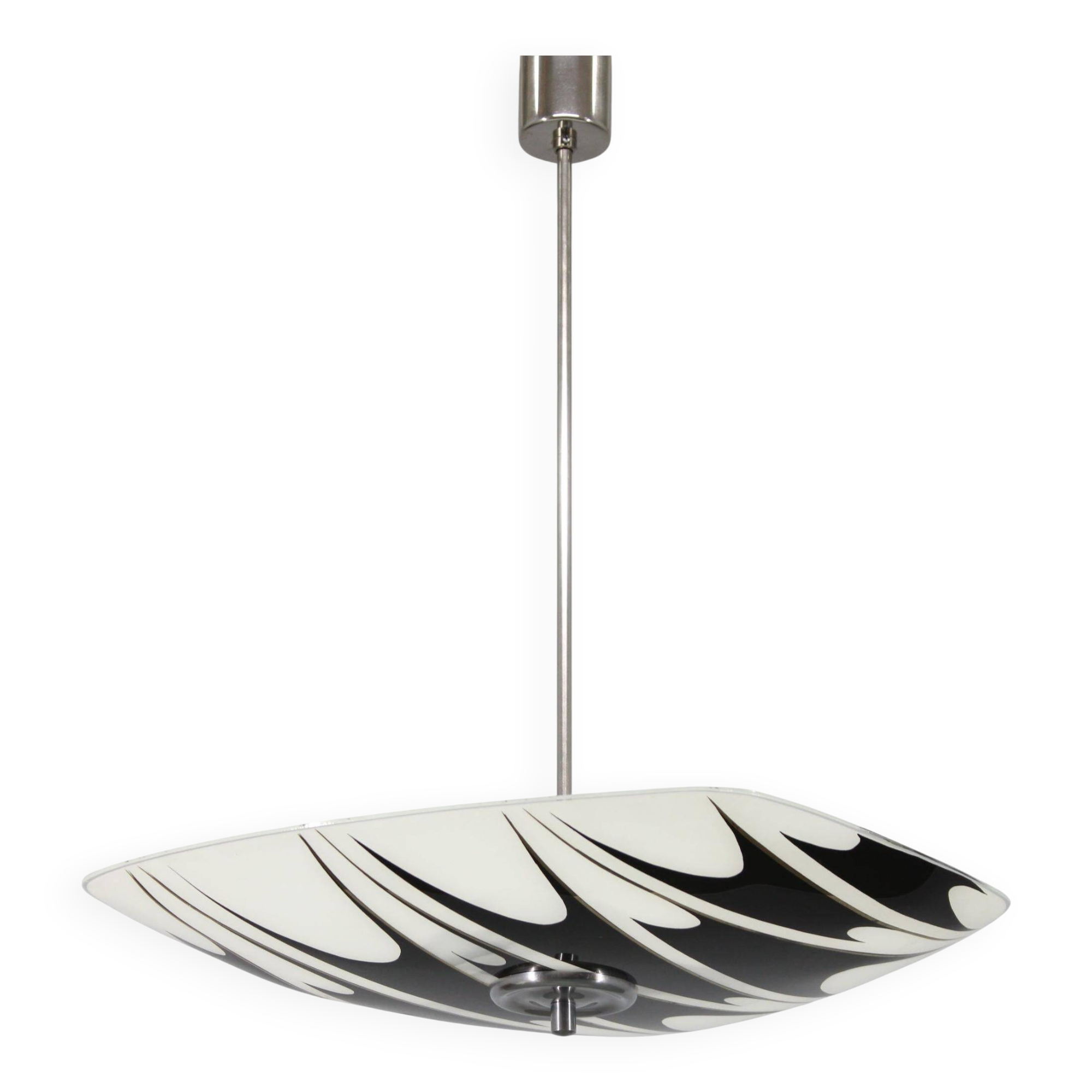 Mid-century Czech glass pendant lamp, chrome, 1960s