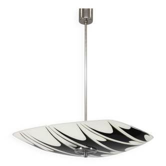 Mid-century Czech glass pendant lamp, chrome, 1960s