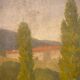 Tableau ancien, double face, paysage bord de Saône, début XX siècle