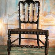 Child's Chair Napoleon III in Blackened Wood and Cane – Late 19th Century