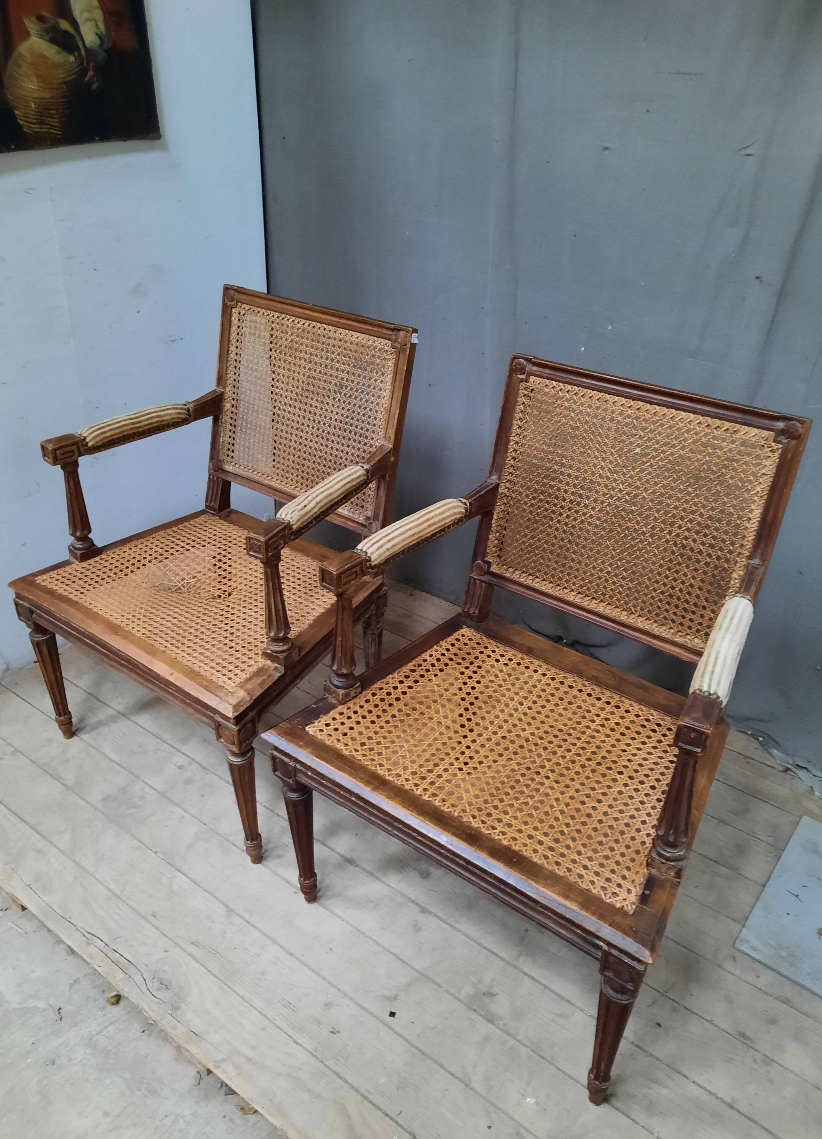 Pair of cane armchairs from the Louis XVI style