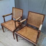 Pair of cane armchairs from the Louis XVI style
