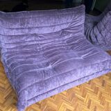 Togo purple sofa set - 2-seater sofa and corner armchair