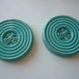 Pair of 2 under glasses/bottles in turquoise and gold ceramic