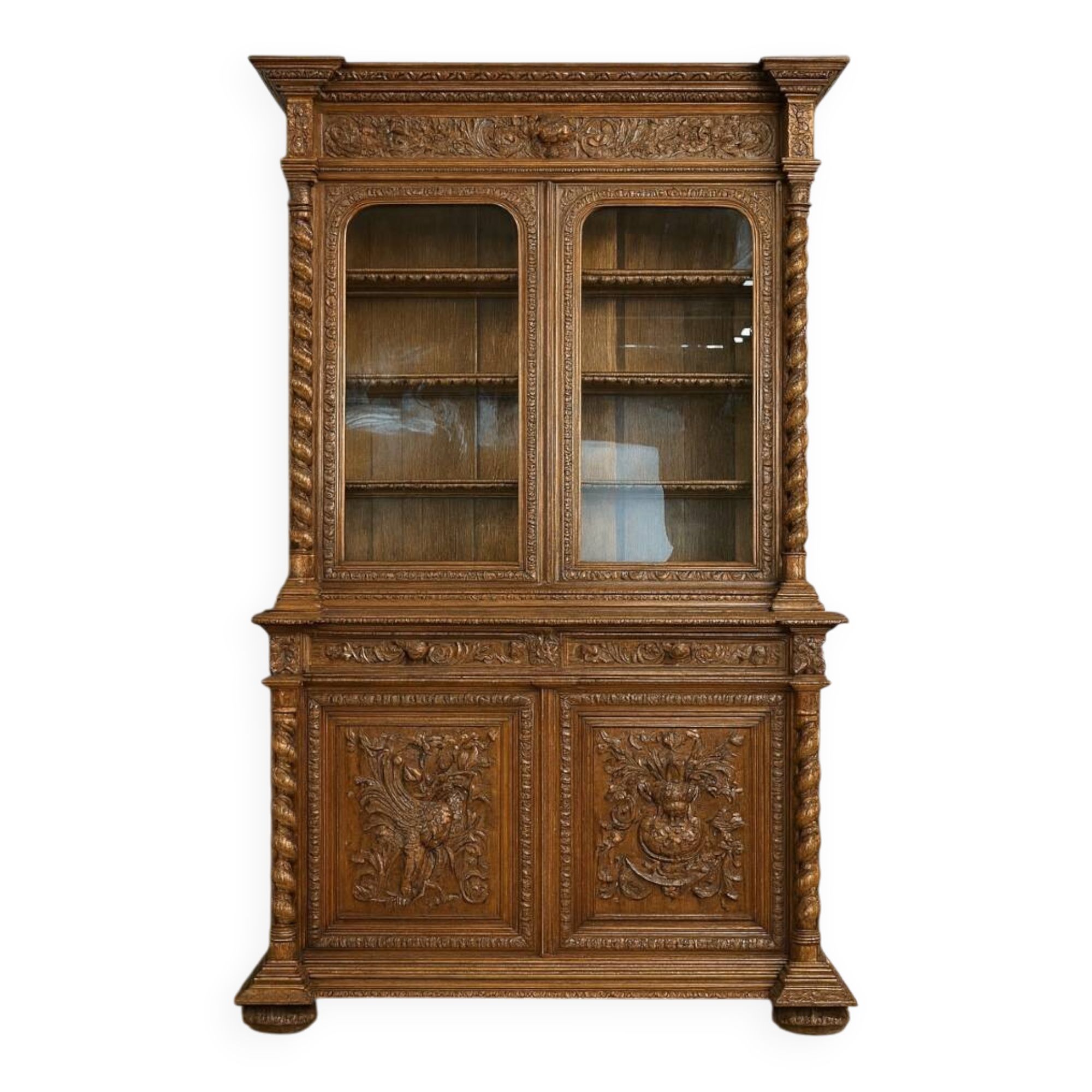 Renaissance-Style Oak Hunting Lodge Library