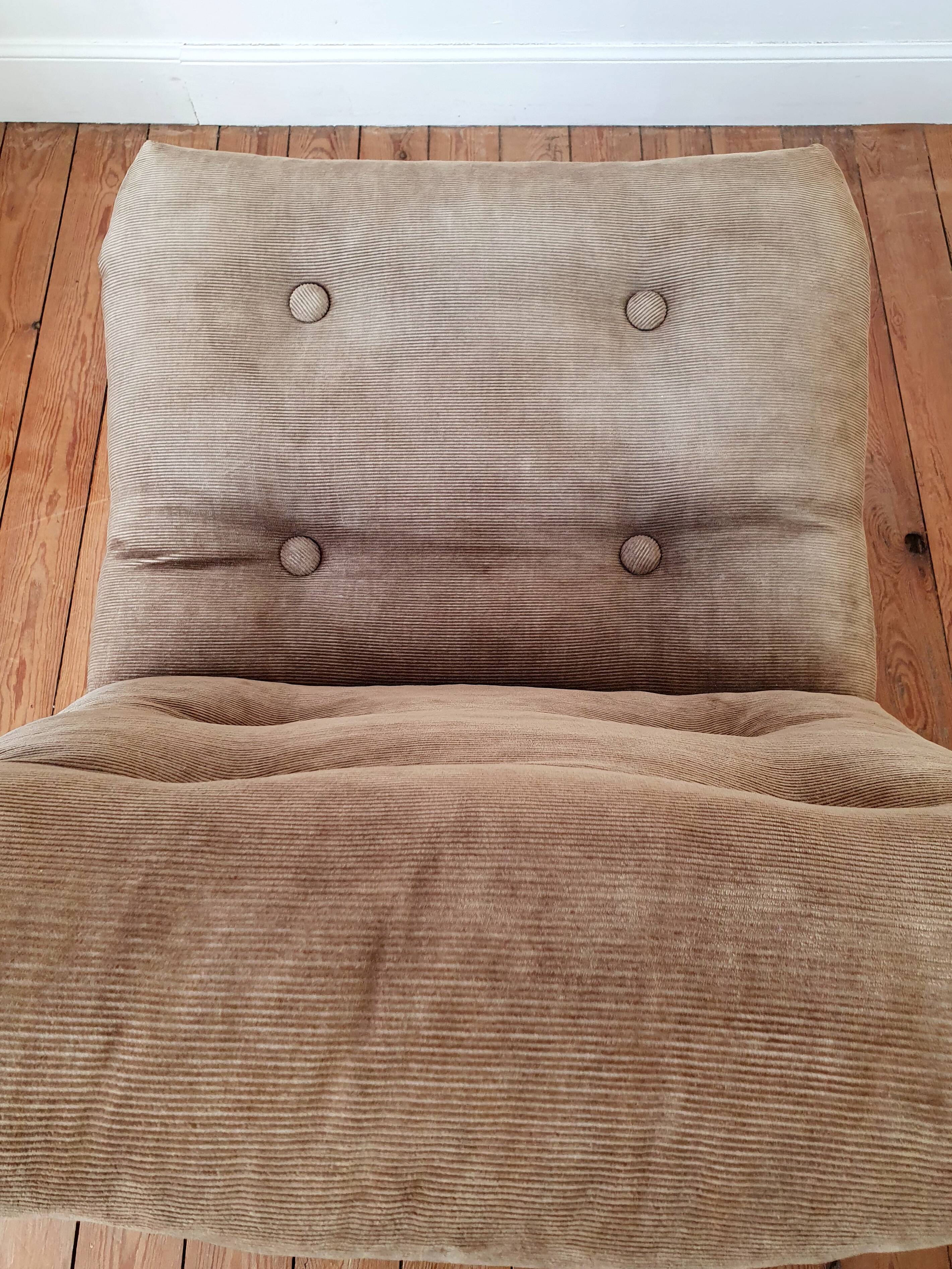 Vintage tubular chrome and velvet armchair