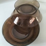 Set of 5 vintage Duralex deep plates – smoked brown glass