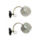Pair of antique wall sconces with swan necks and glass globes.