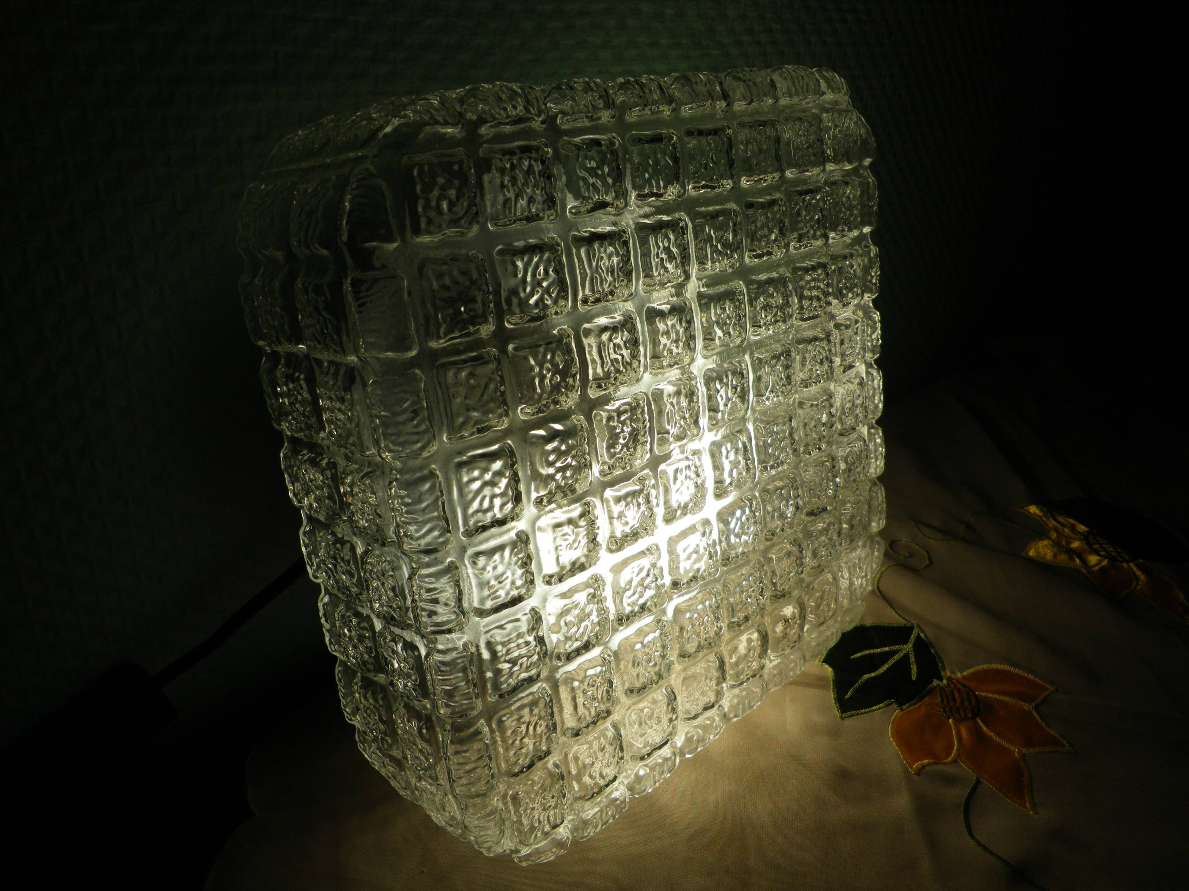 Pressed glass ceiling light, porcelain socket