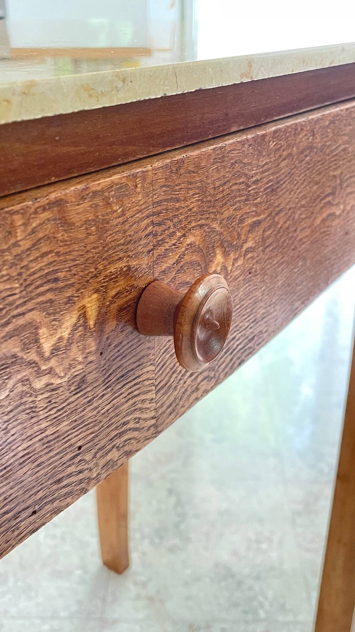 Vintage wood and marble console desk