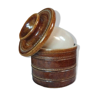 Brown enameled water butter dish, Berry stoneware, circa 1980