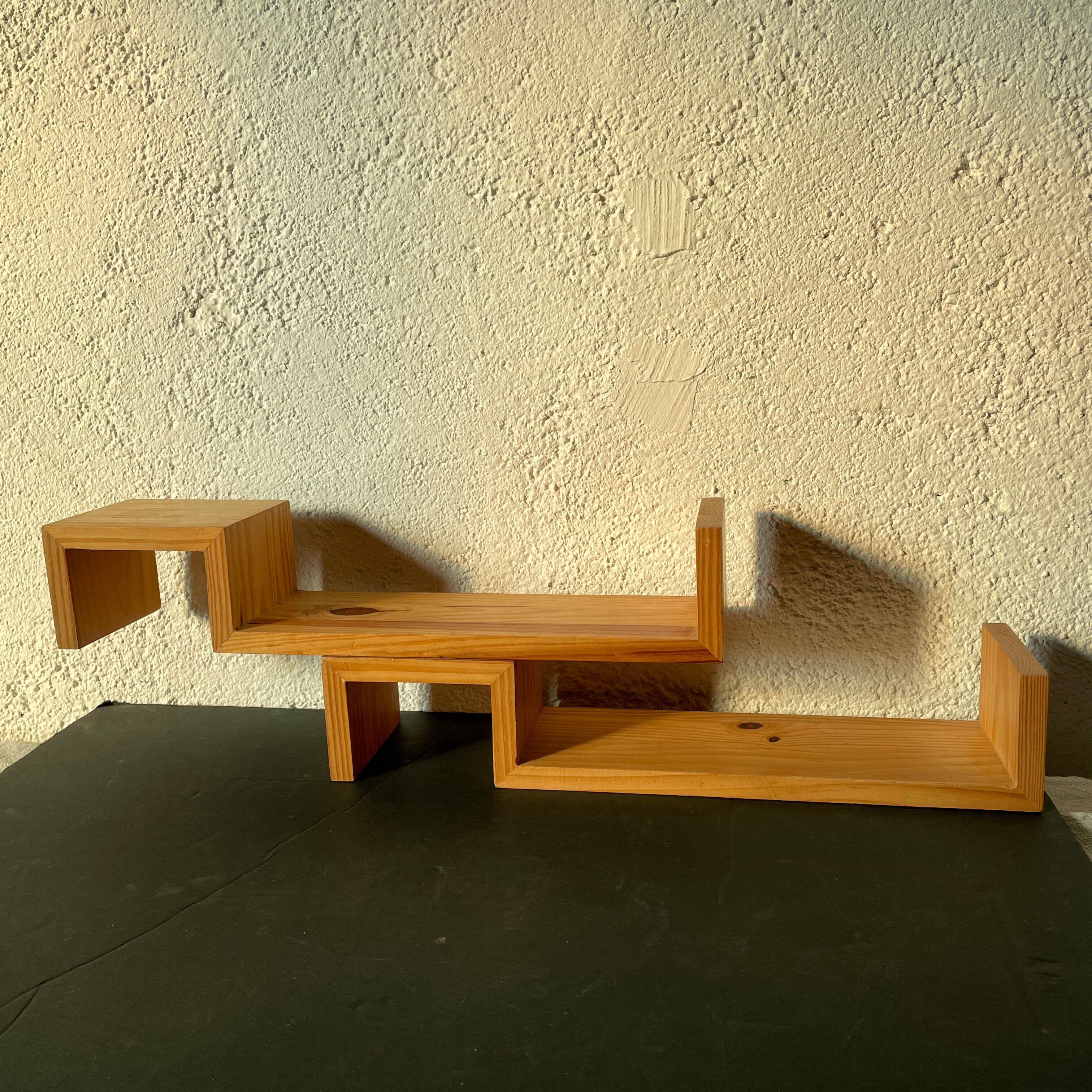 Pair wooden wall shelves 1970