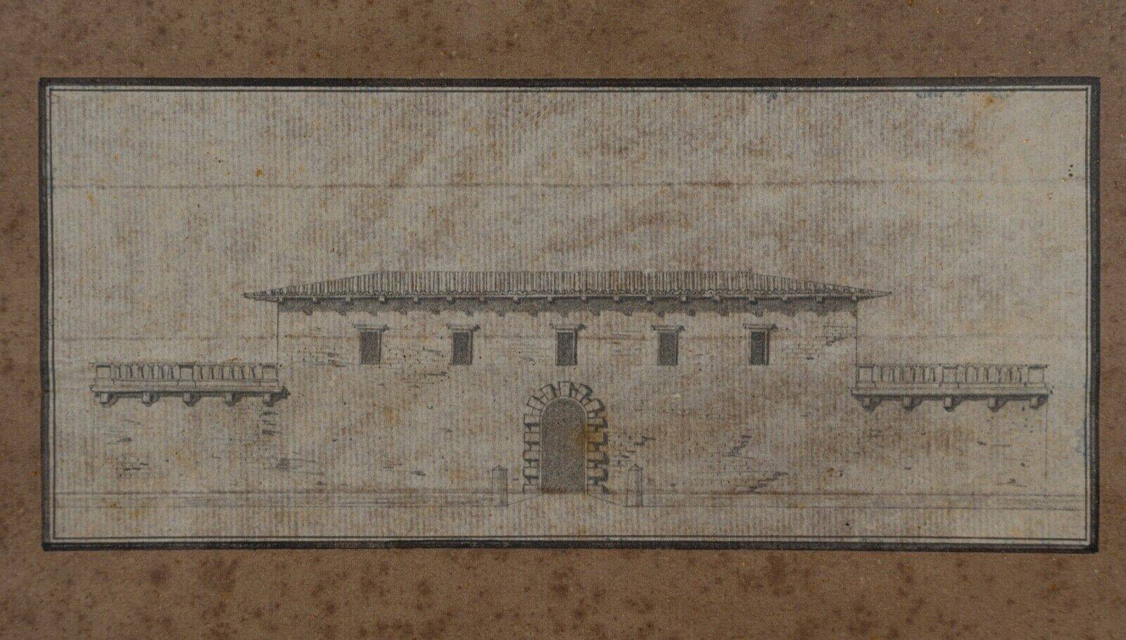 Pencil drawings architectural projects early 20th triptych