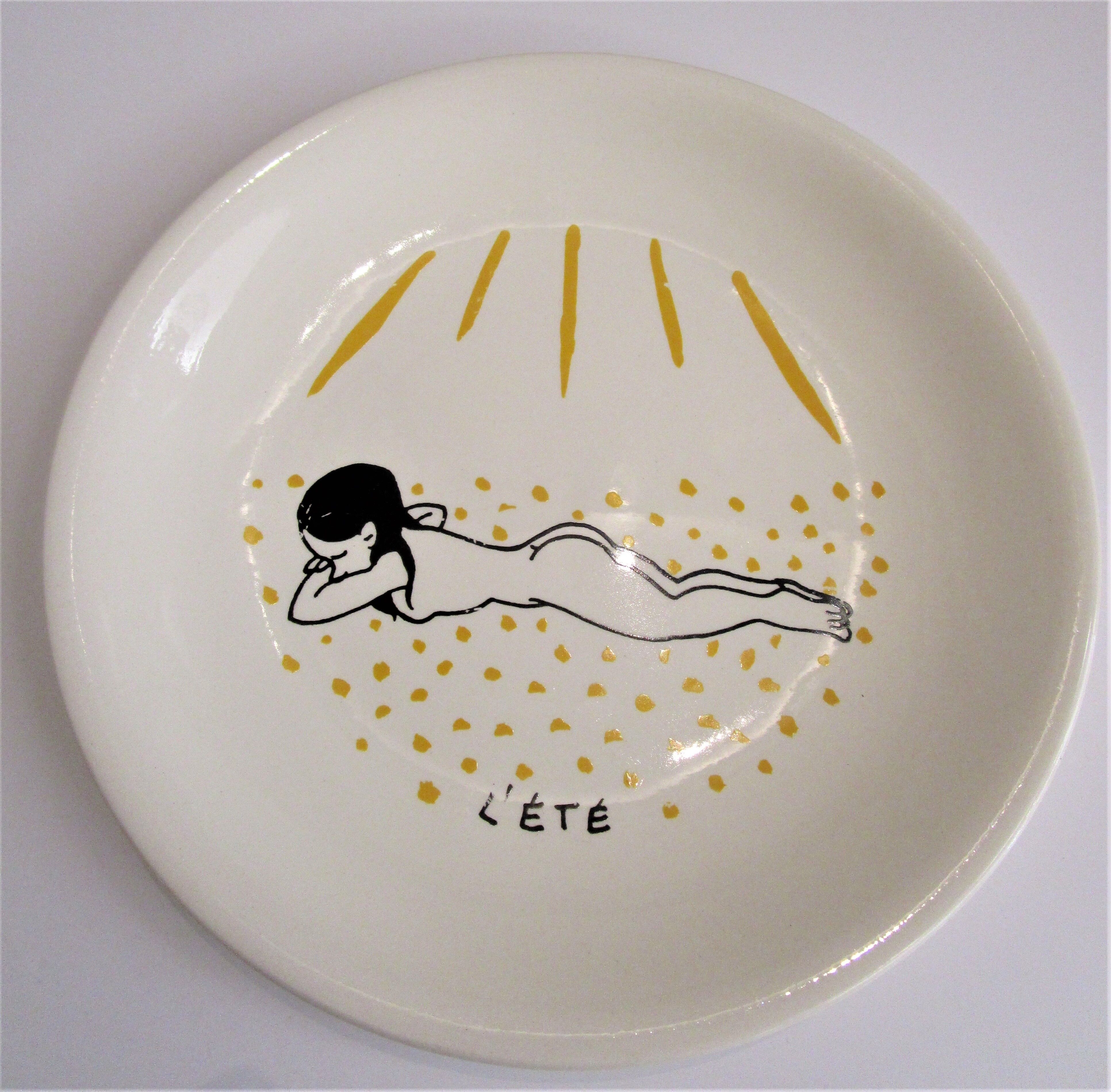 Four plates The 4 seasons by Jean Effel earthenware Salins 60s