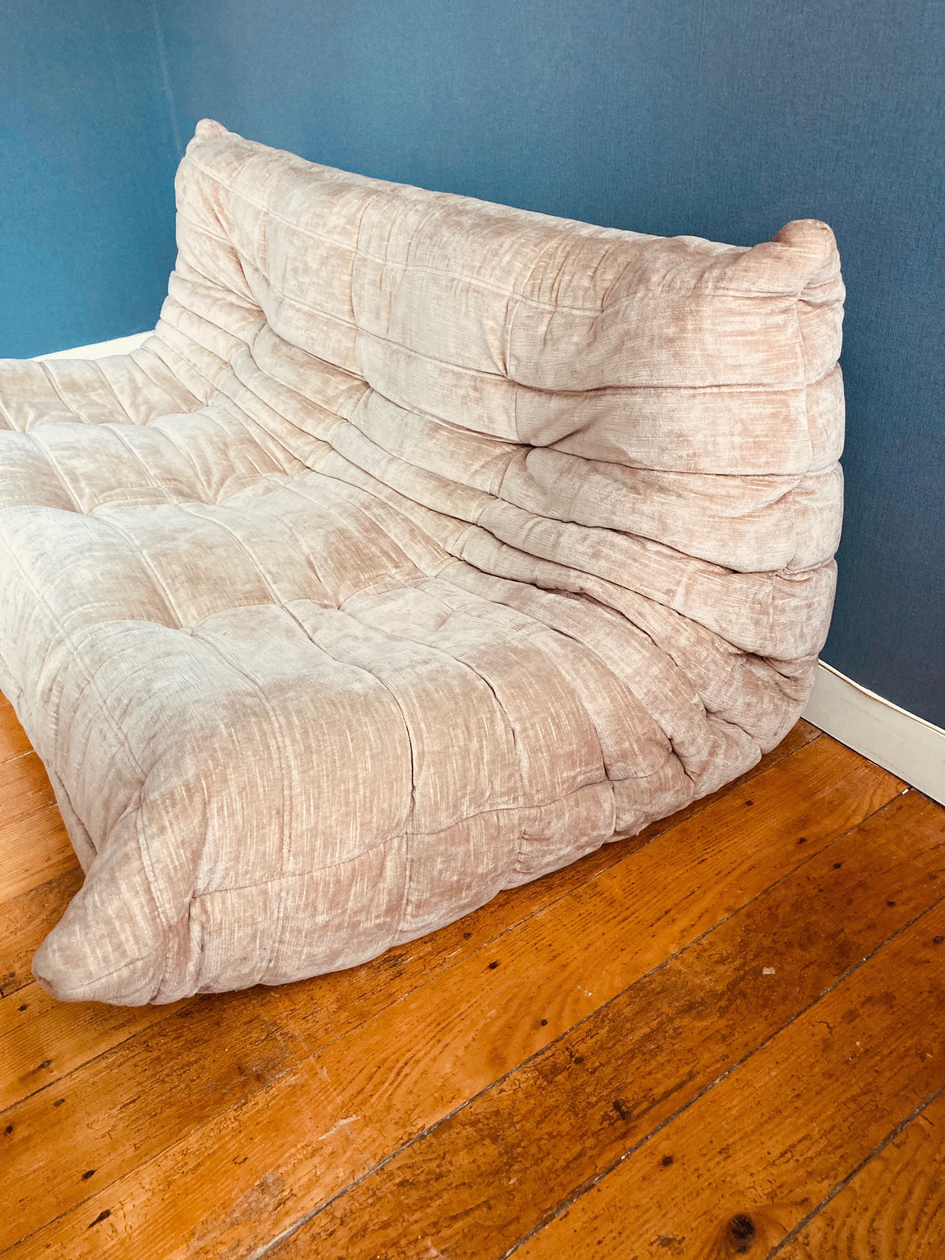 3-seater Togo velvet sofa