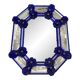Venetian Octagonal Blue Floreal Hand-Carving Mirror in Murano Glass Style