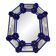 Venetian Octagonal Blue Floreal Hand-Carving Mirror in Murano Glass Style