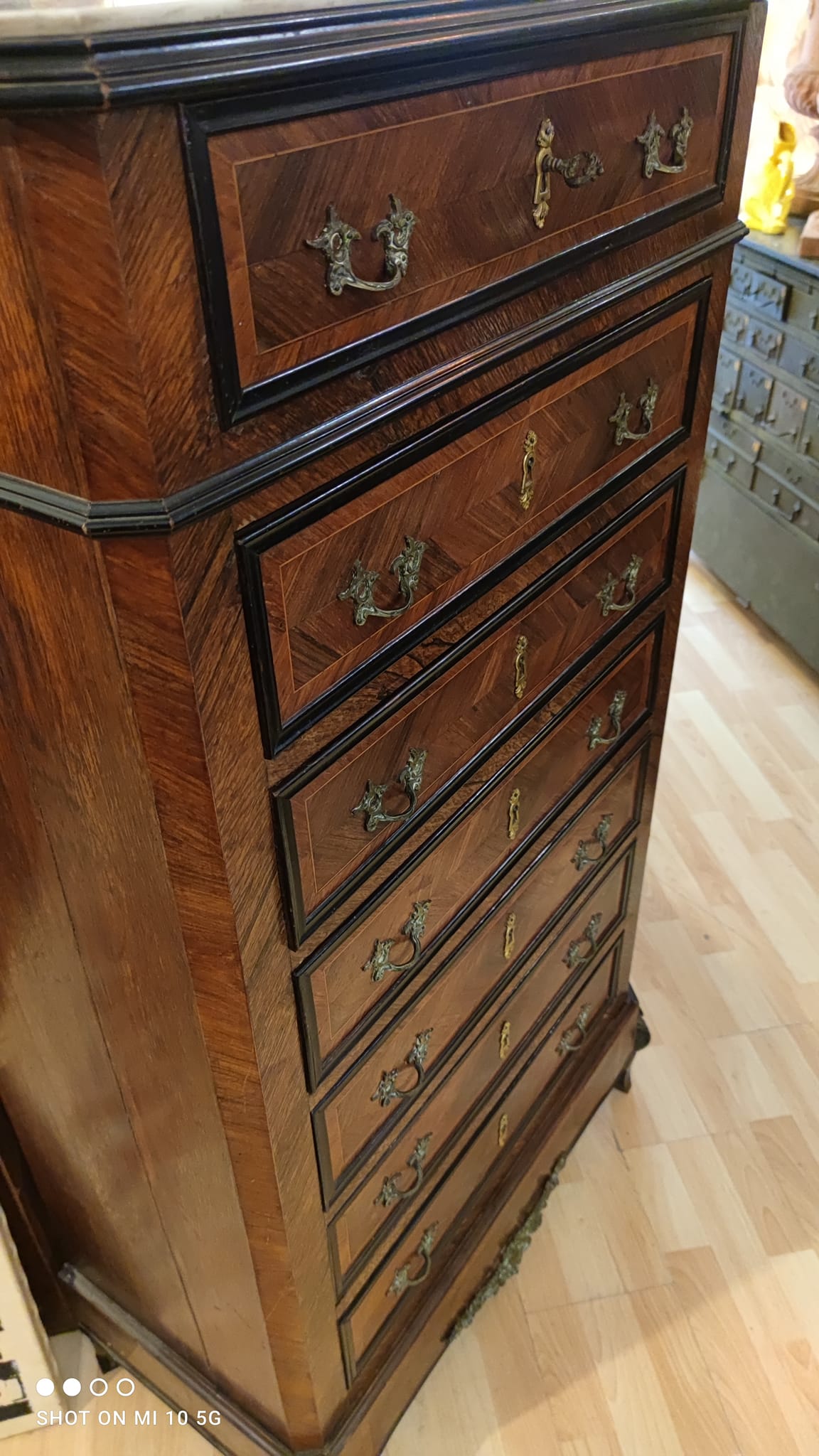 Weekly cabinet in rosewood from Rio and India and blackened pear Napoleon III