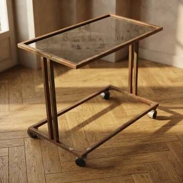 Czechoslovak vintage serving trolley on wheels, mid-century bar cart, 1970s