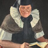 Huile sur toile « polonaise à sa lecture » de a. markowicz – début xxe