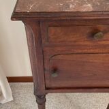 Antique bedside table in wood and marble