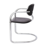 Effezeta chair, tubular chrome structure and black faux leather, made in Italy.