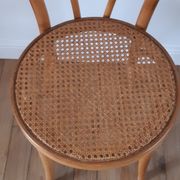 Set of 4 bistro chairs in turned wood and cannage rattan 50s
