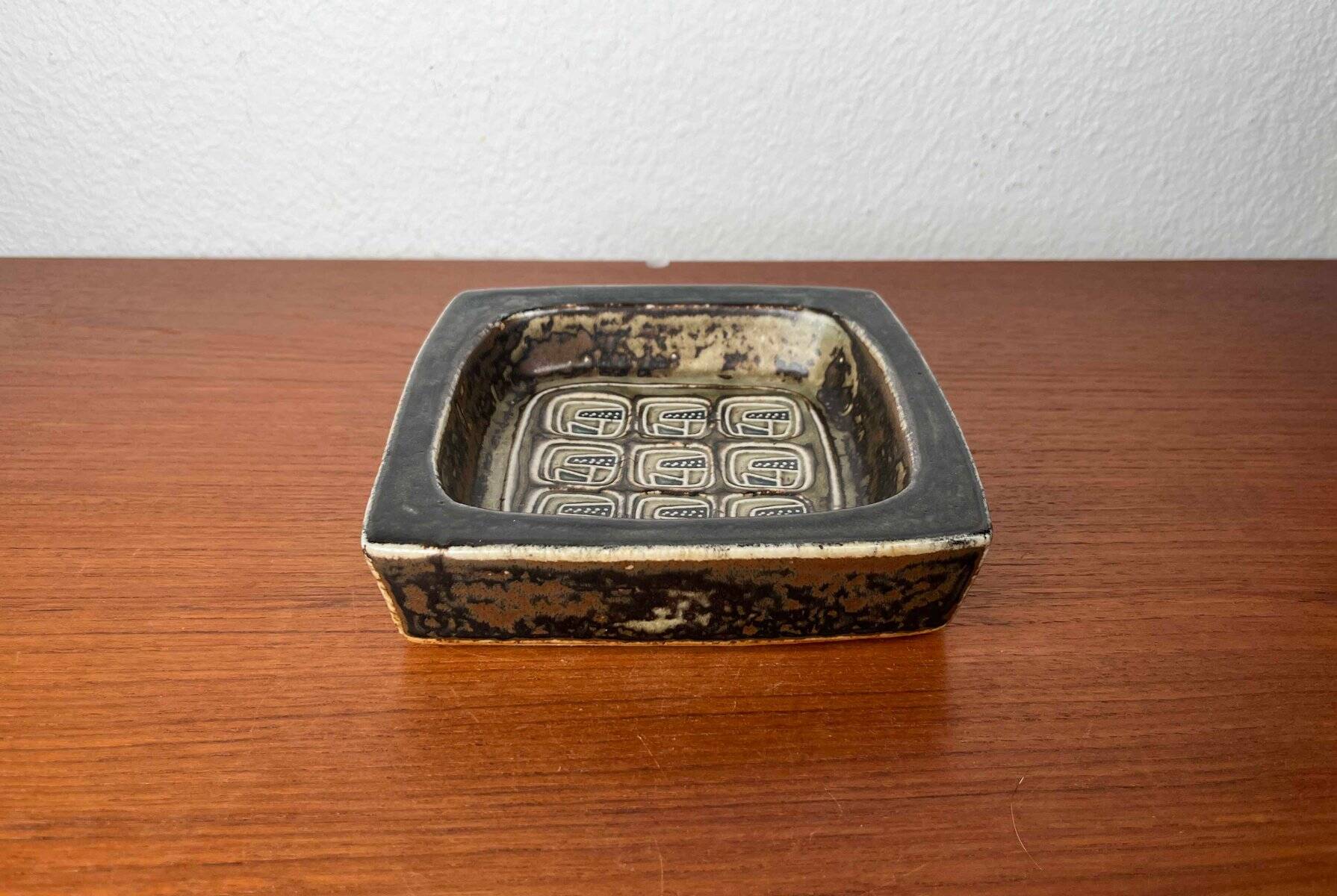 Danish modern brutalist ceramic bowl from the mid-century by Jorgen Mogensen for Royal Copenhagen, 1960s.