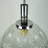 Mid century pendant light richard essig structured glass and chrome 1960s 70s