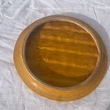Flat round tray in slip with braided pattern signed FPP Vallauris J19 France vintage