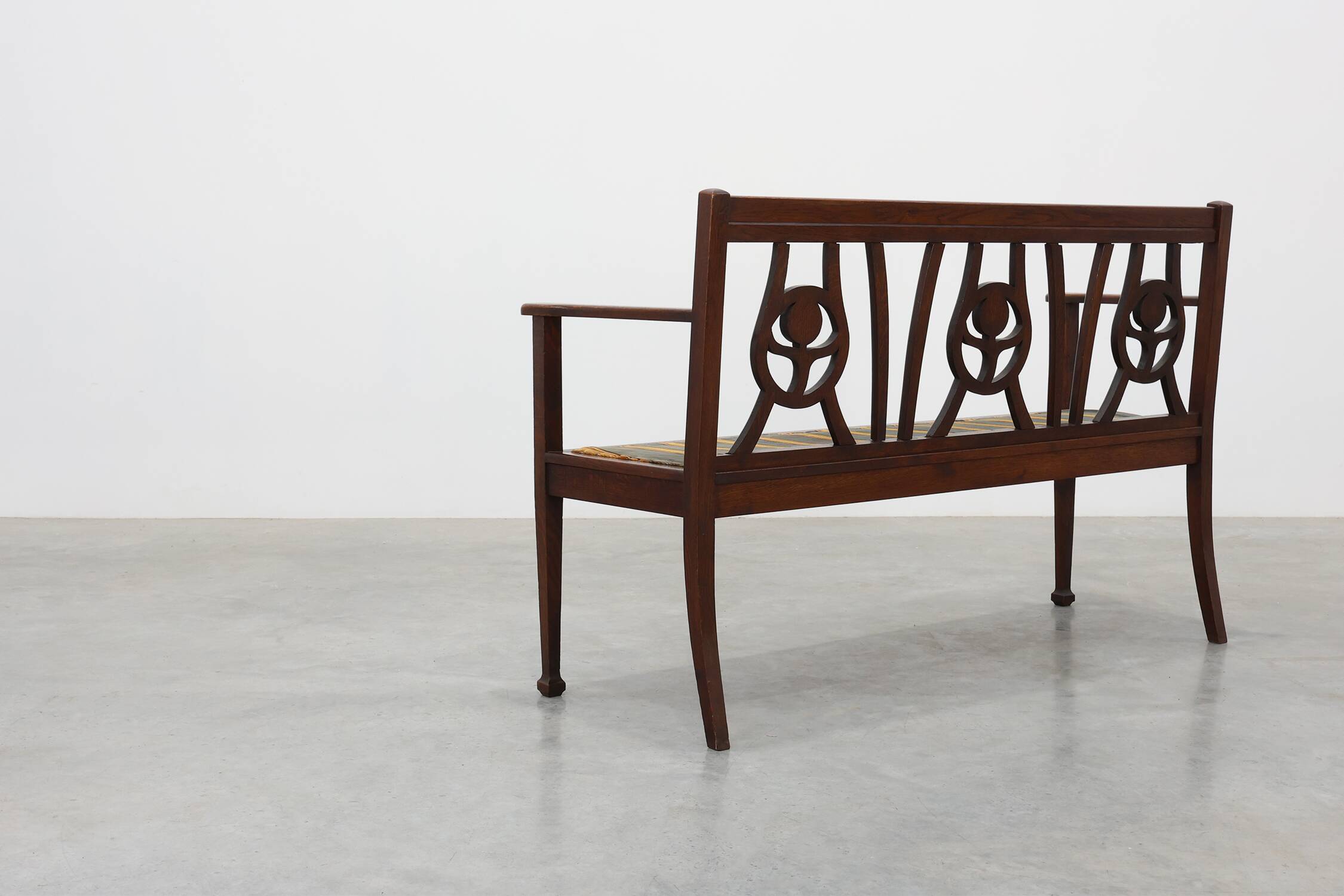 Belgium art deco bench in oak wood 1920s
