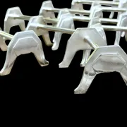 12 silver-plated metal knife rests by the silversmith Saglier, Arceaux Art Deco model.