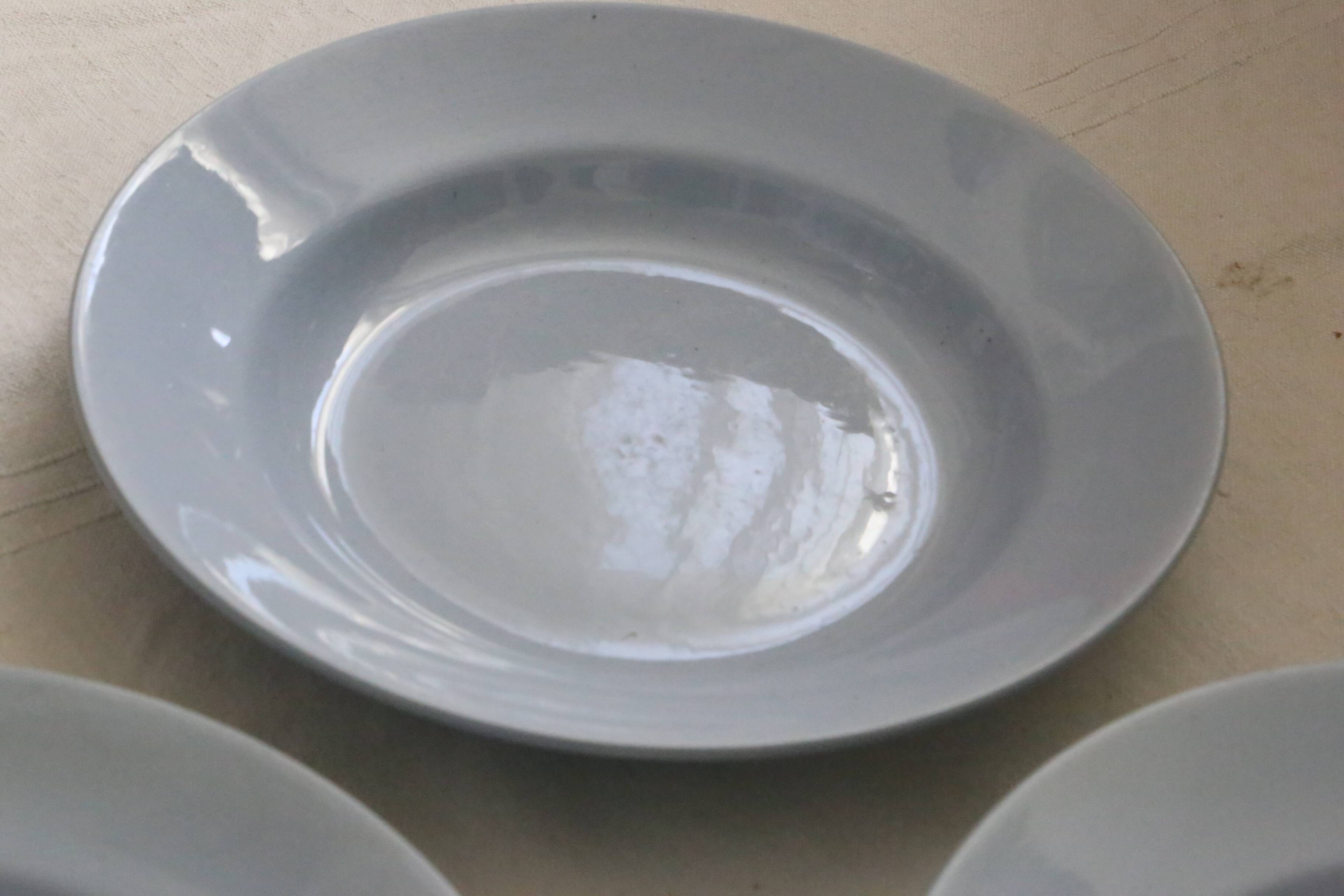 Set of 4 Moulin des Loups soup plates, vintage French, rustic