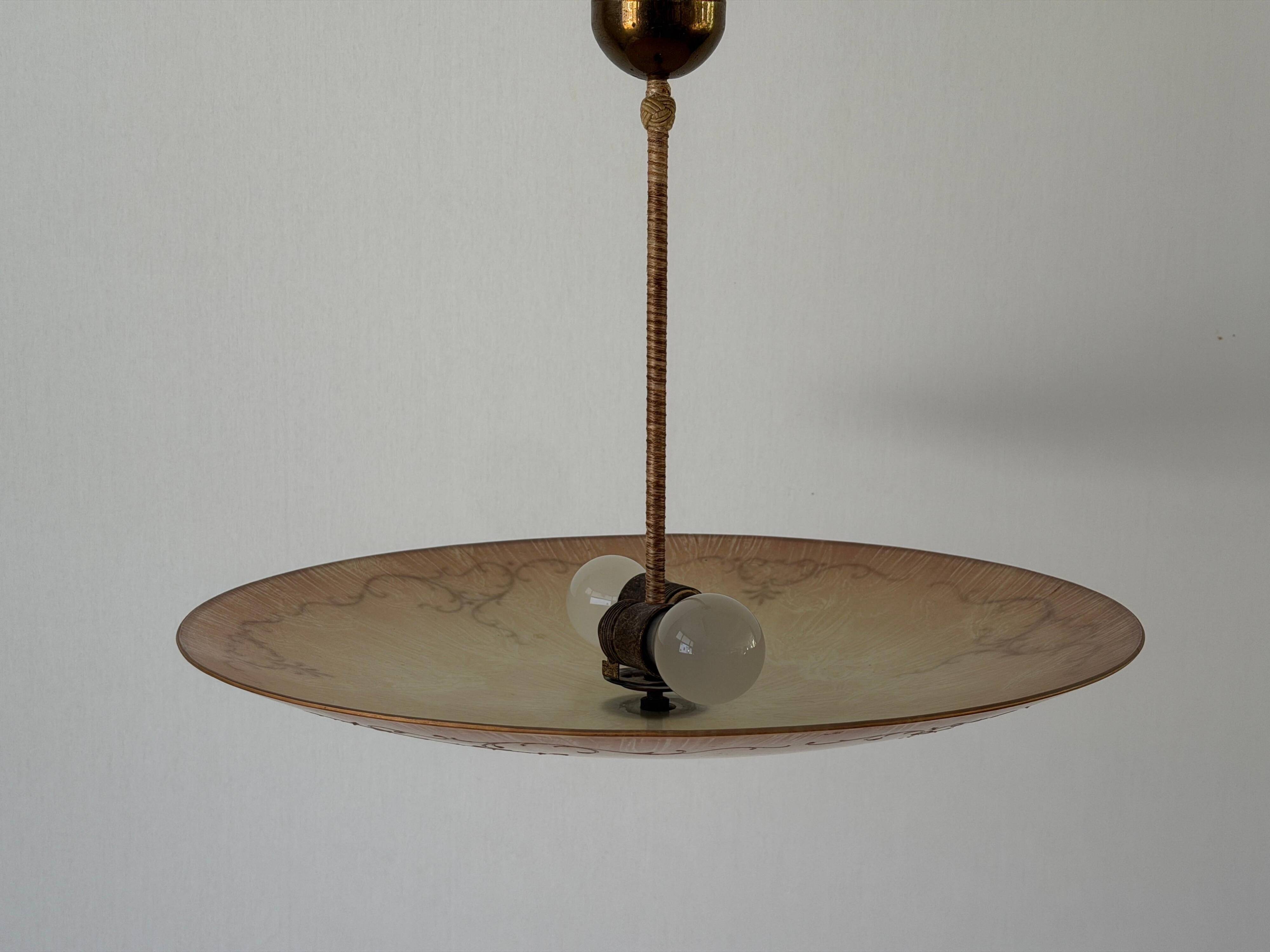 Art Deco ceiling light in pink gilded glass, 1940s, Germany