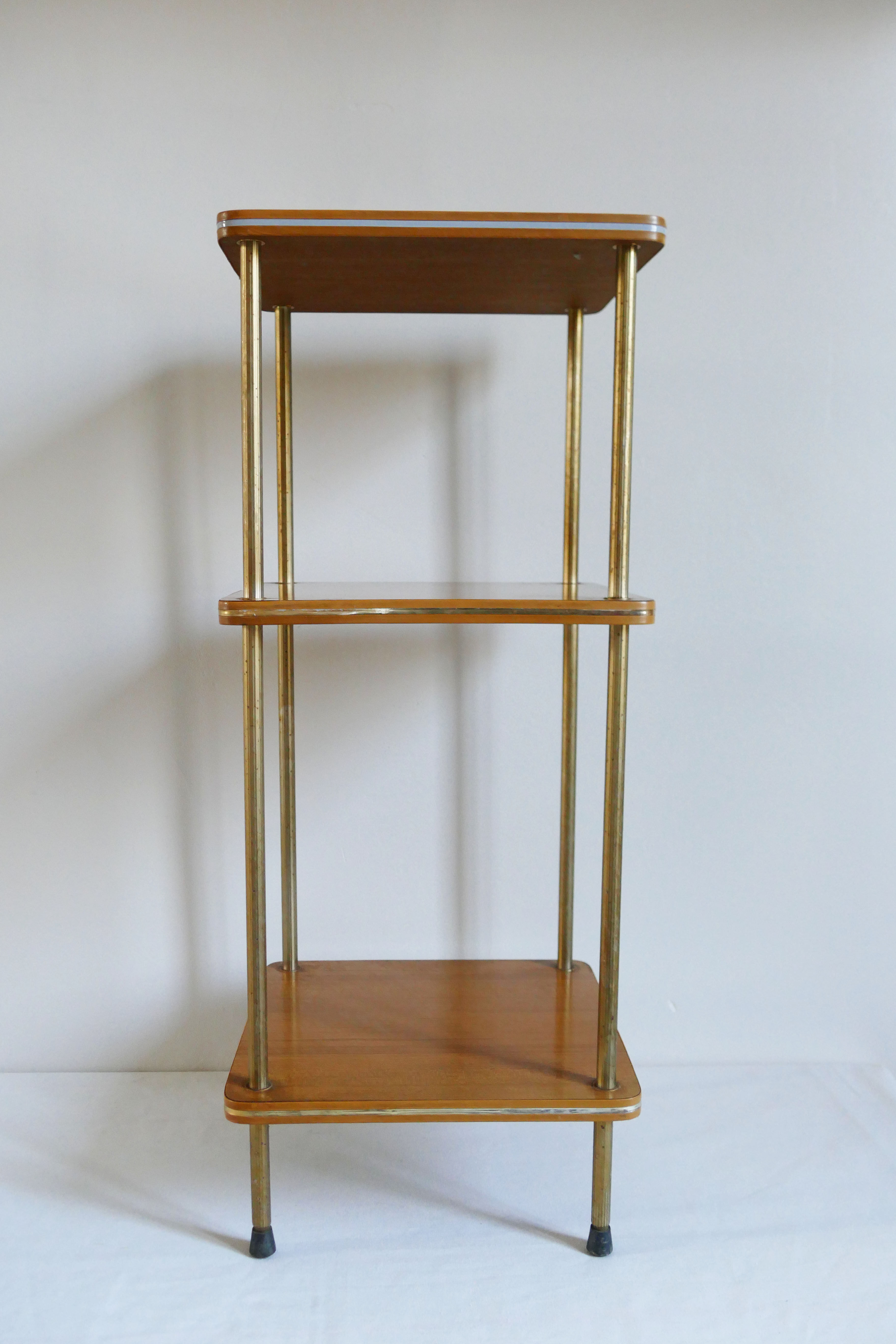Vintage side table in brown formica