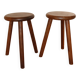 Paire de tabourets tripodes en bois teinté
