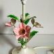 Bouquet lamp to table in vintage painted sheet vinyl lampshade