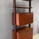 Unité murale modulaire moderne du milieu du siècle, cabinet de rangement en placage et métal noir, années 1960, Europe