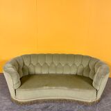 Danish 3 seater banana shaped sofa 1940s