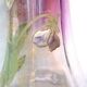 Legras enameled vase, multicolored pansies, colorless gradient purple glass