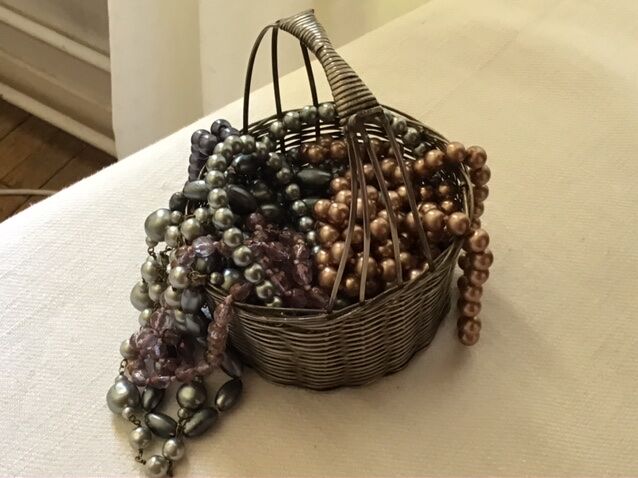 Silver metal woven basket