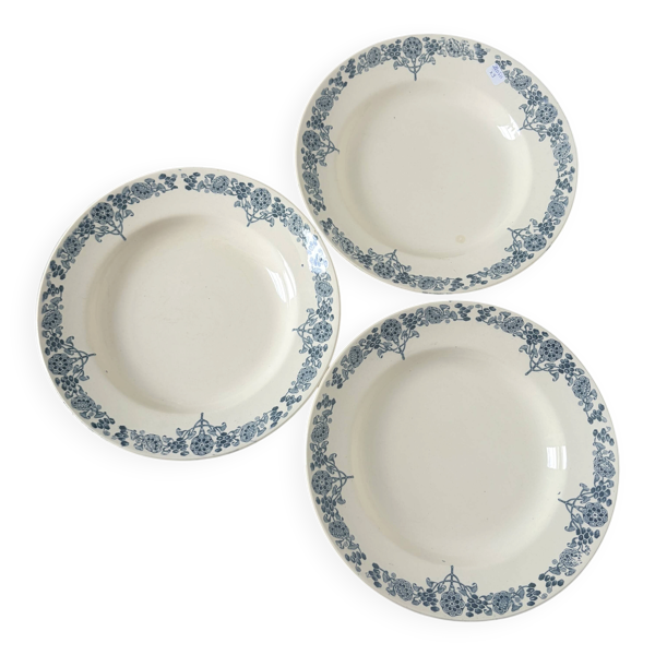 3 assiettes creuses en terre de fer de Longchamp modèle Christiane 220511
