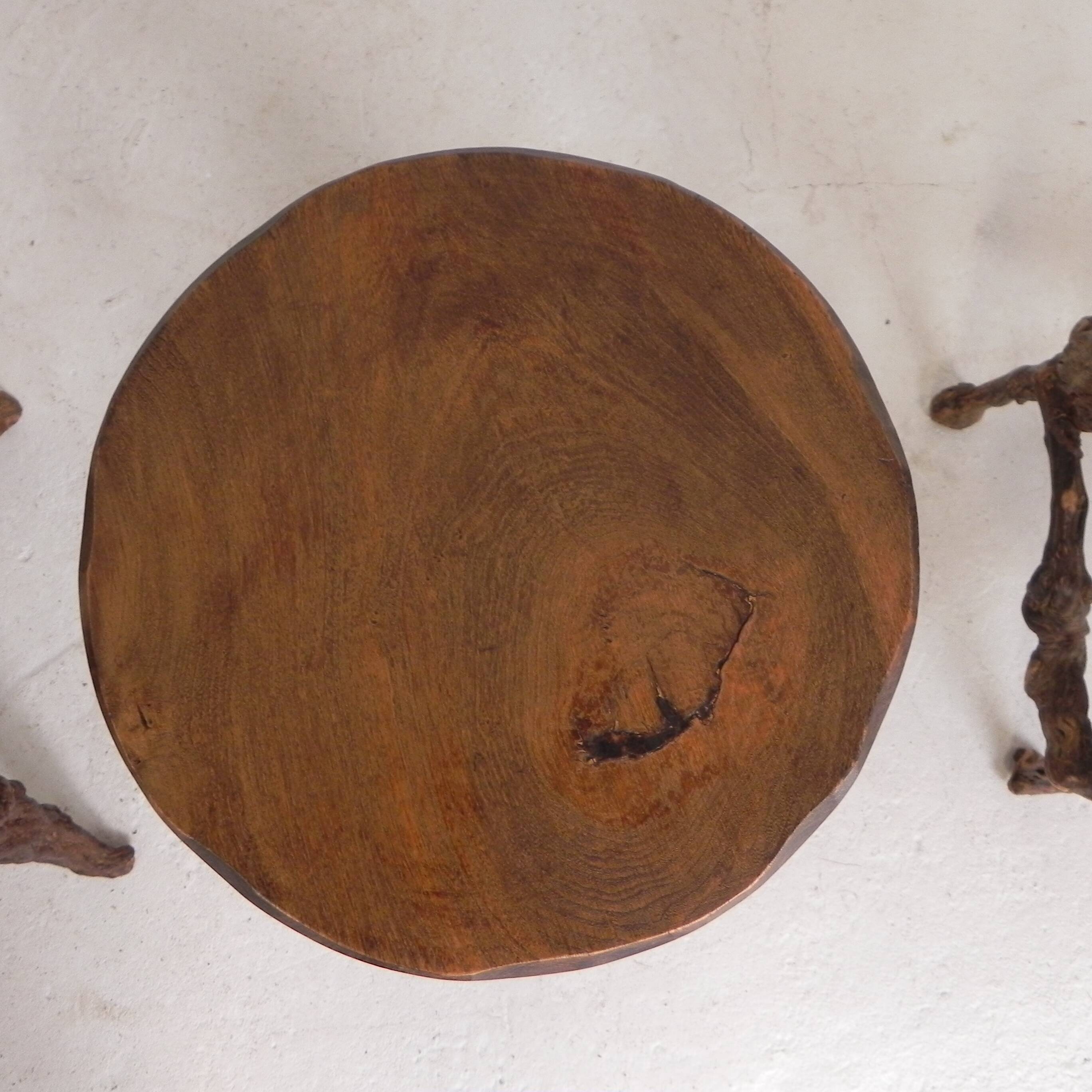 Set of 3 vintage wooden vine bar stools, 1960s