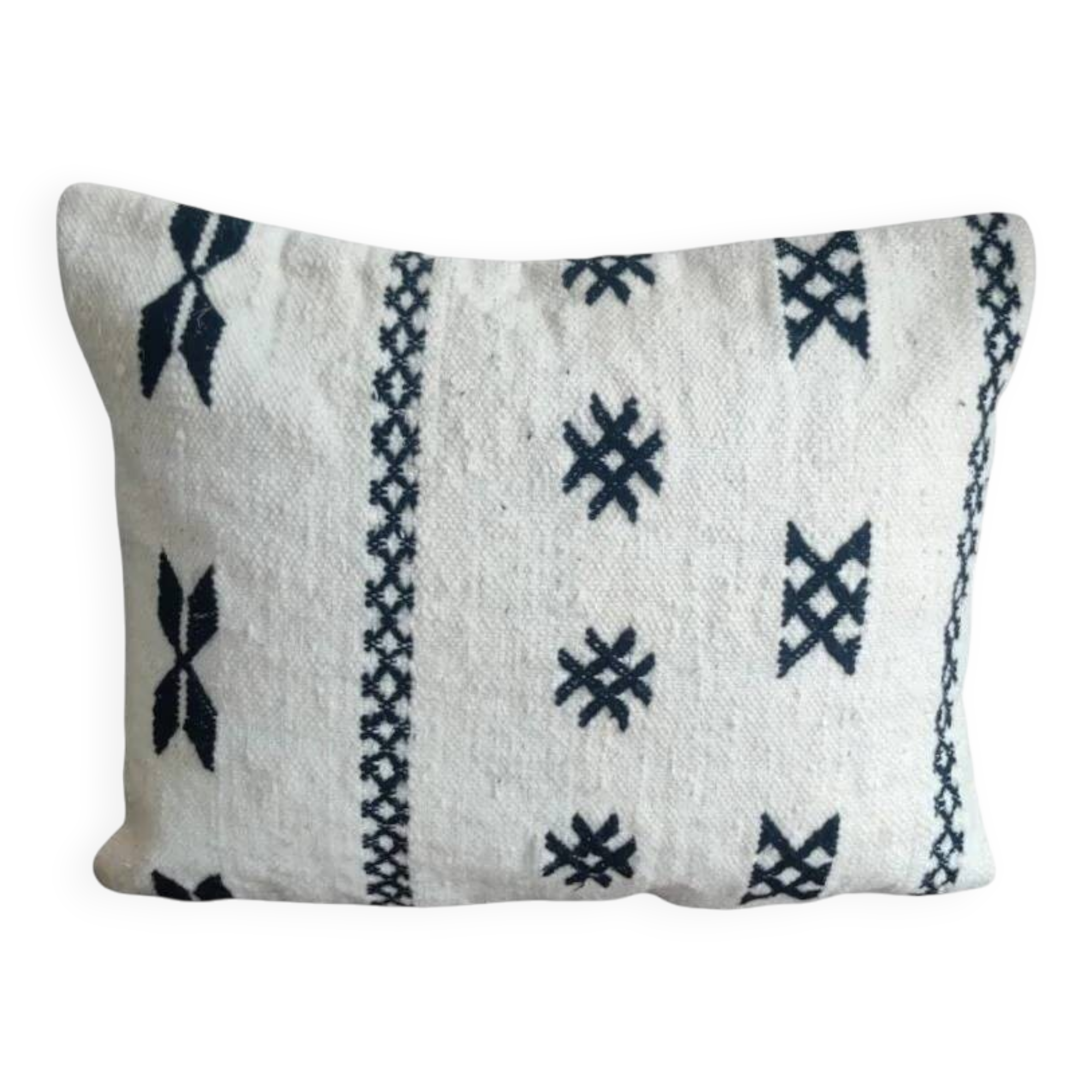 Coussin marocain kilim noir et blanc