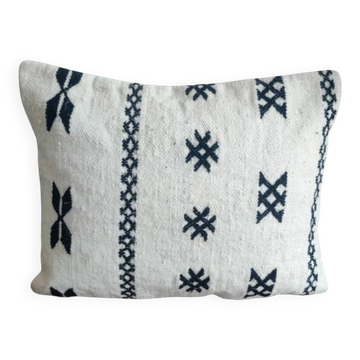 Coussin marocain kilim noir et blanc