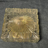 Plafonnier carré en verre vintage, motif soleil.