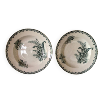 Deep plates in ironstone, Lily of the Valley, Saint Amandinoise