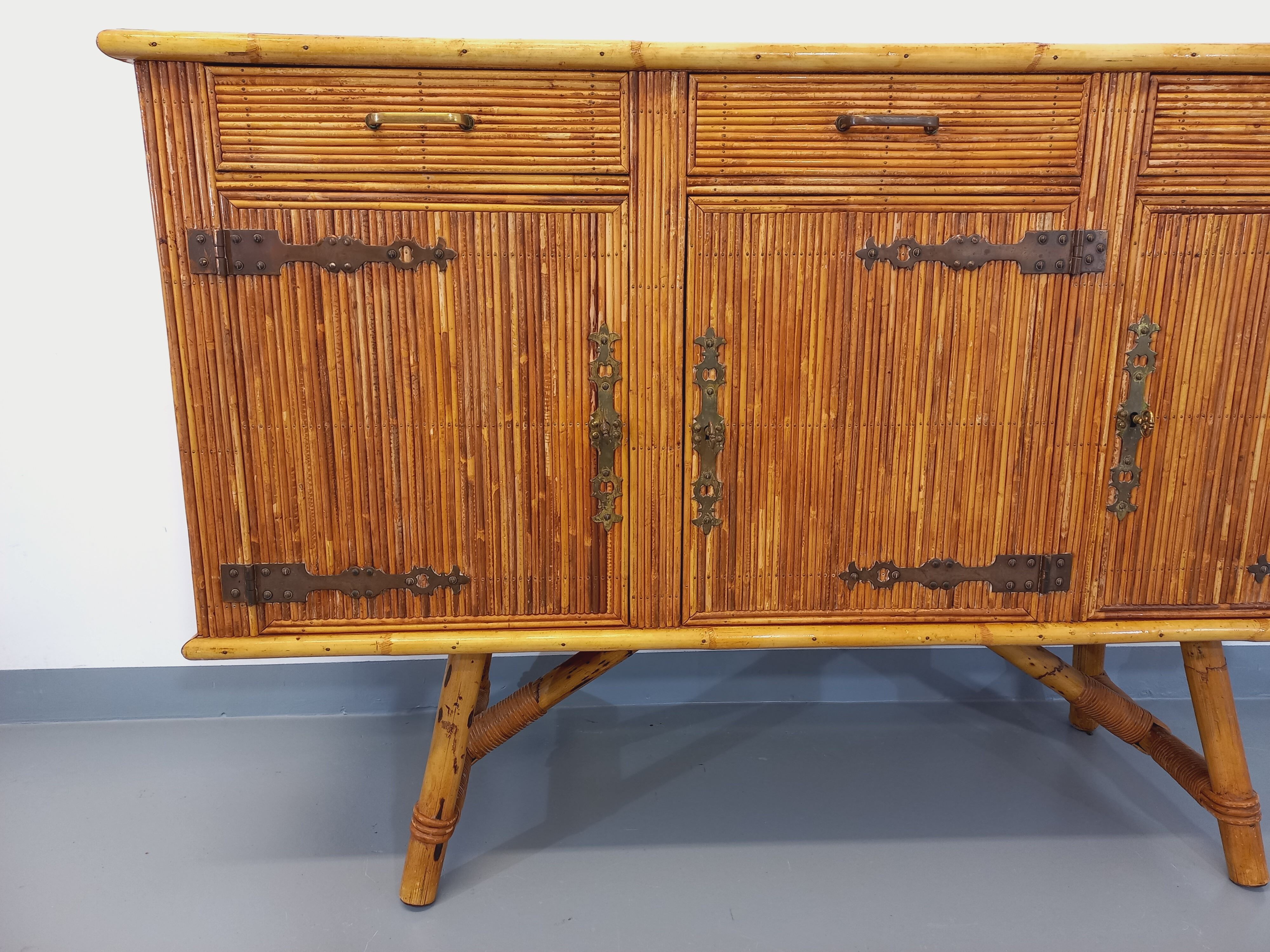 Vintage rattan sideboard from the 50/60s