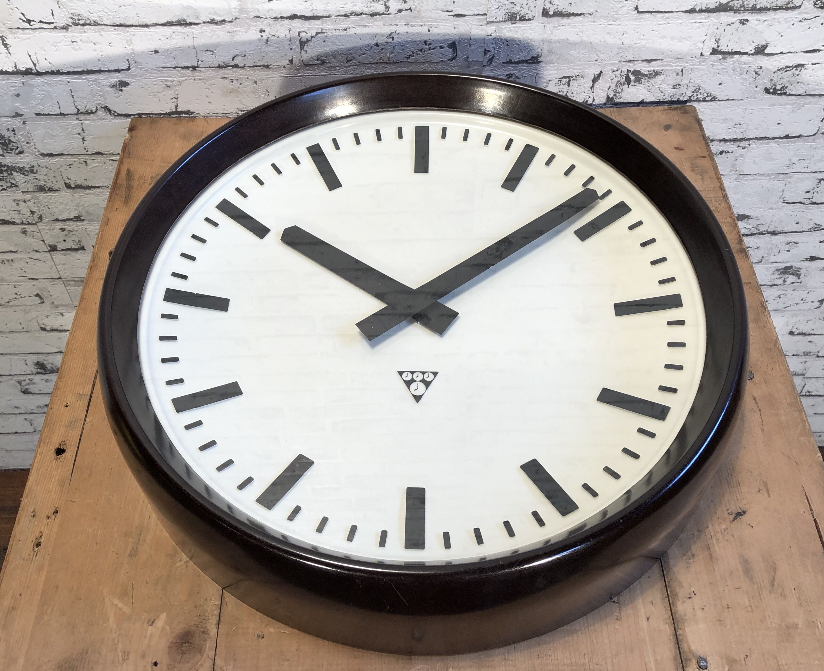 Large Industrial Bakelite Factory Wall Clock From Pragotron, 1960s