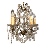 Lustre à pampilles à cinq bras de lumière, métal doré, fin XIXe